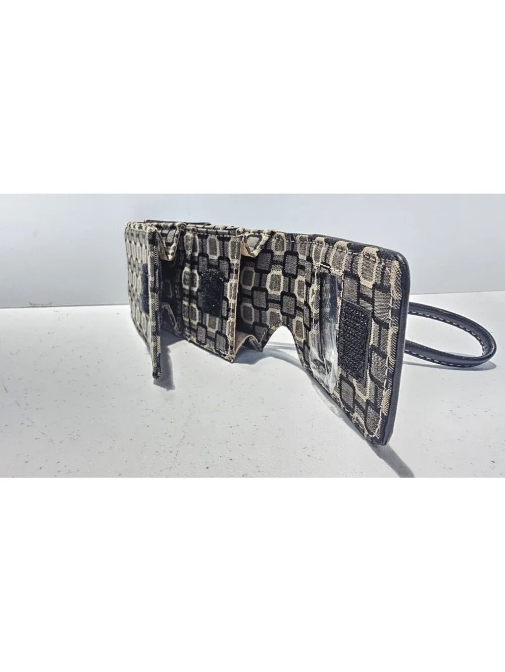 Vintage Nine West Cell Phone Wristlet Wallet Organizer Mirror ID Brown Y2K